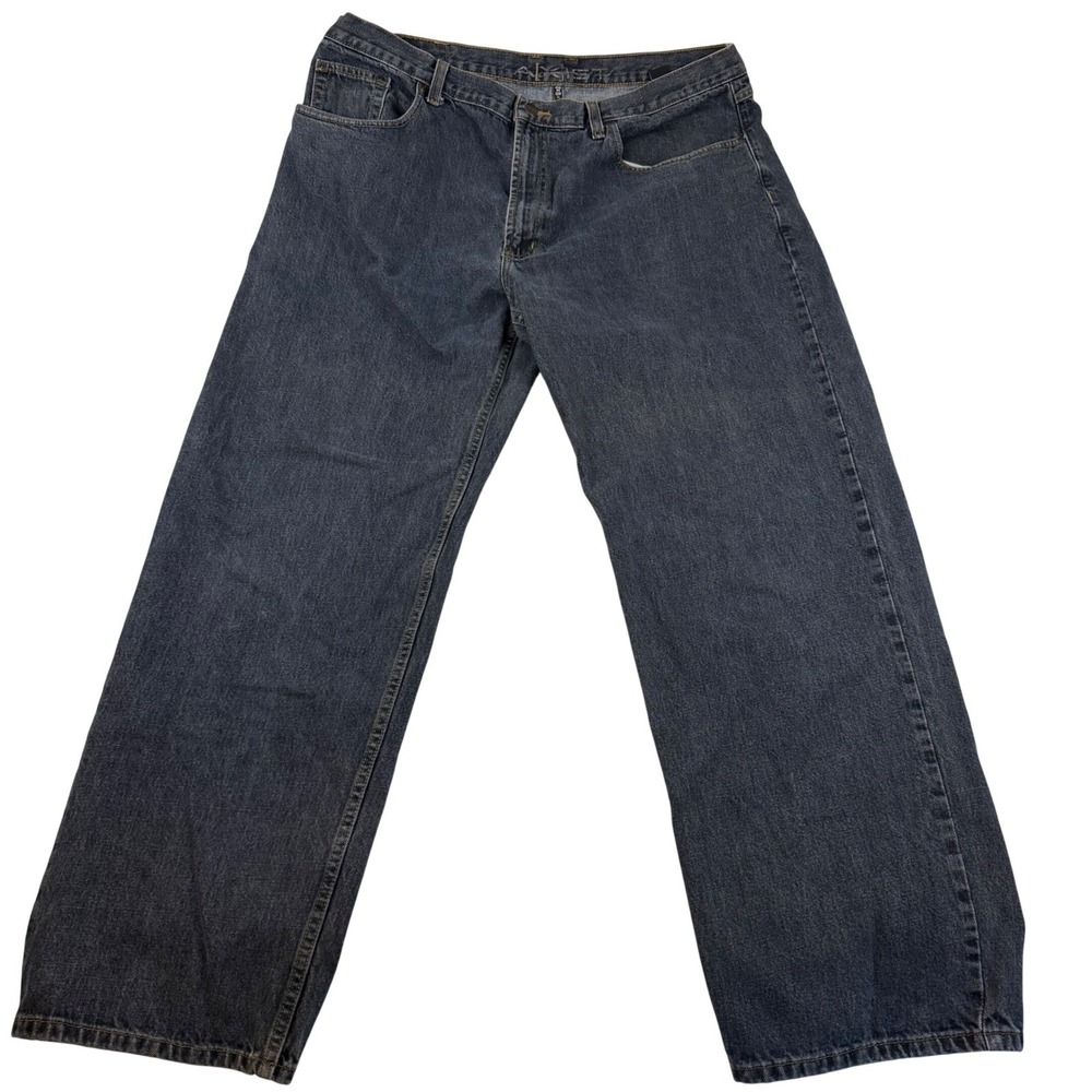 AXIST Jeans Mens 42x32 Dark Wash Blue Wide Leg Relaxed Fit 100% Cotton Denim